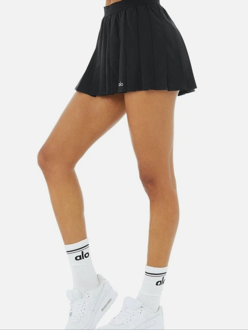 ALO Yoga Black Varsity Pleated Mini Skirt - Picture 2 of 3